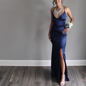 NAVY BLUE SATIN DRESS